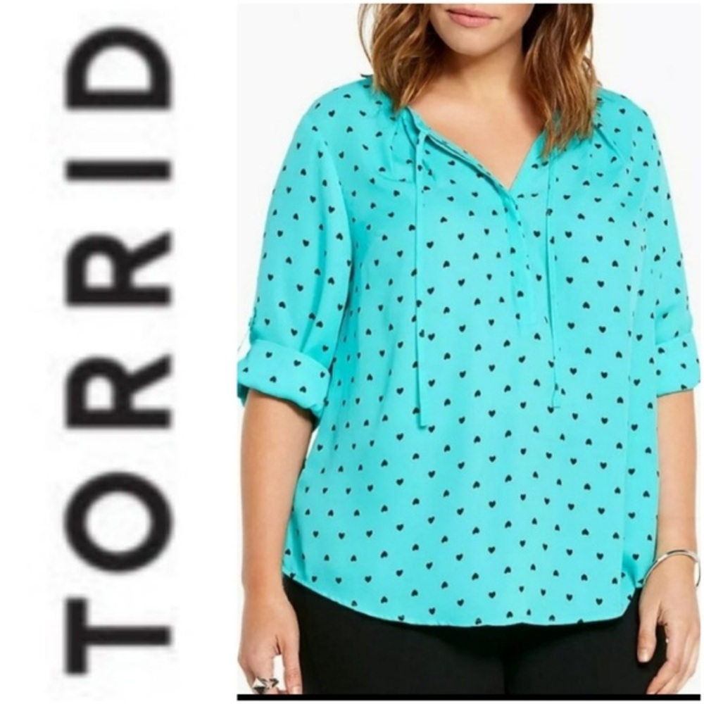 Heart print georgette blouse